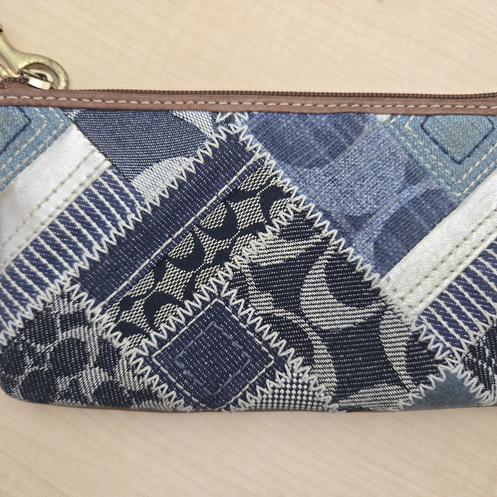 Signature Coach Denim Patchwork Wristlet - Picture 3 of 8